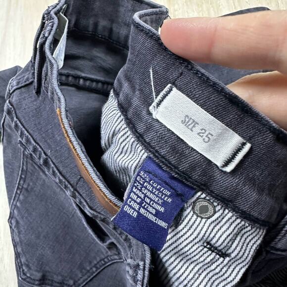 Madewell Low Rise Faded Black Skinny Slim Fit Denim Casual Stretch Jeans 25 - Picture 11 of 15